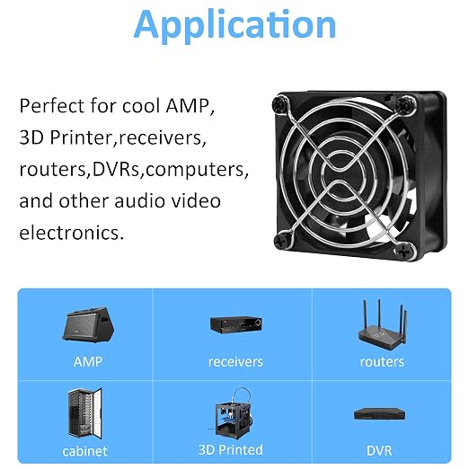 60mm 12V DC Cooling Fan - PANOMOUNTS CF6025 High Airflow 60mm 25mm 12V 2Pin Amp Fans for Car Audio Vent Cooling Fan Low Noise 5600RPM 2-Pack