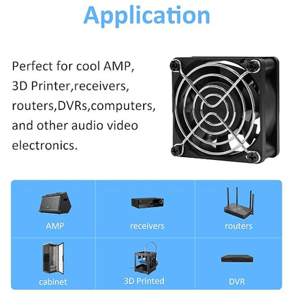 60mm 12V DC Cooling Fan - PANOMOUNTS CF6025 High Airflow 60mm 25mm 12V 2Pin Amp Fans for Car Audio Vent Cooling Fan Low Noise 5600RPM 2-Pack