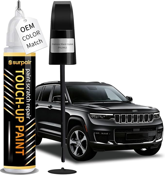 Diamond Black Crystal PXJ/KXJ Touch up Paint for JEEP OEM Color Match Car Scratch Repair Kit for Nicks & Chips Scratches Quick & Easy Paint Fix 2-In-1 Car Scratch Remover Pen