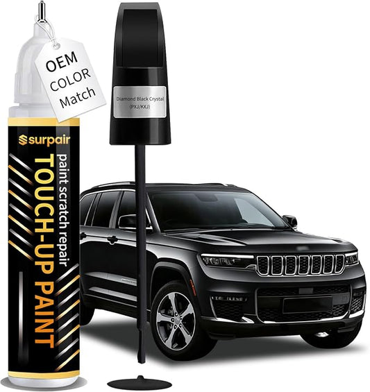 Diamond Black Crystal PXJ/KXJ Touch up Paint for JEEP OEM Color Match Car Scratch Repair Kit for Nicks & Chips Scratches Quick & Easy Paint Fix 2-In-1 Car Scratch Remover Pen