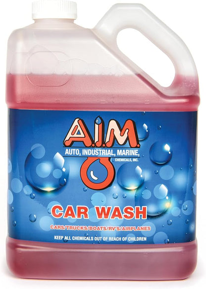 AIM Chemicals Car Wash - High Foam Formula Car Shampoo, Professional Car Wash Shampoo Compatible with Ceramic Coatings - Ideal for Foam Guns - Streak-Free Finish for Detailing - 5 Gal