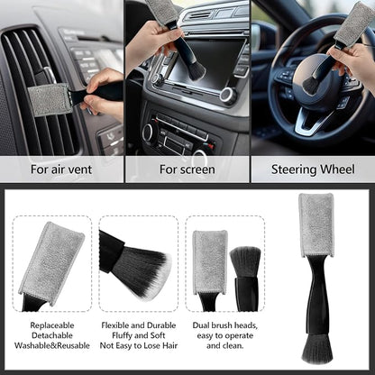 4 Pack Car Wheel Brush Kit - Soft, Scratch-Free Microfiber & Synthetic Wool Cleaning Brushes for Tires, Rims, Fenders, Engine, Exhaust Tips