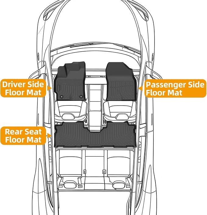Floor Mats for Toyota Prius 2004-2006 2007 2008, 2005 2009 Prius Floor Mats, NOT Hybrid, NOT for Prius c & Prius v, 2nd Gen Prius TPE Non-Slip Waterproof 1st & 2nd Row