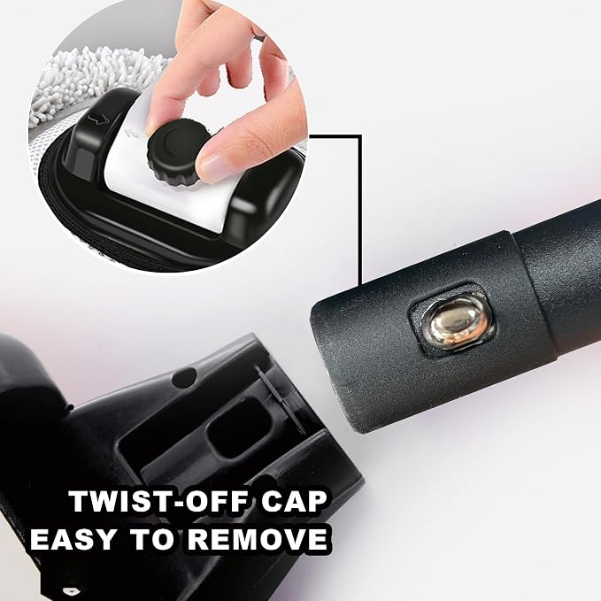 Car Wash Mop with Long Handle 15° Curved Extension Microfiber Scratch-Free Car Wash Brush with 1300GSM Thickened Drying Towel & Soft Bristle Tire Brush Complete Car Wash Kit (White & Grey)
