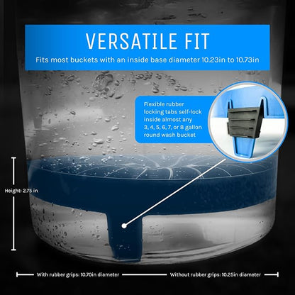 DETAIL GUARDZ Dirt Lock Car Wash Insert – Bucket Filter for 3–8 Gallon Round Pails – Traps Debris, Prevents Swirl Marks – Self-Locking Rubber Grips, Venturi Flow, Cleaning Tool (Blue)
