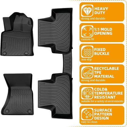 Floor Mats for Audi Q5 2009-2011 2012 2013 2014 2015 2016 2017, TPE 2010 Q5 Floor Mats 1st & 2nd Row,Waterproof Summer Winter Non-Slip All Weather Floor Liners Car Accessories