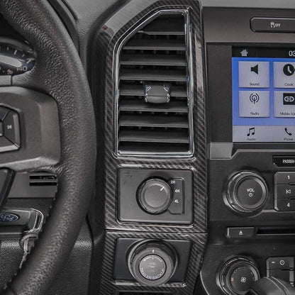 Keptrim for F150 ABS Carbon Fiber Central Console Air Conditioner Panel Trim for 2015 2016 2017 2018 2019 2020 Ford F150, 5pcs