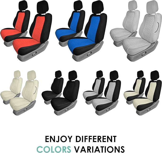 FH Group Custom Fit Car Seat Covers Specifically Made for 2022-2026 Nissan Frontier, Front Set Solid Gray Ultraflex Neoprene Waterproof Automotive Seat Covers for Pickup Truck, Nissan Accessories