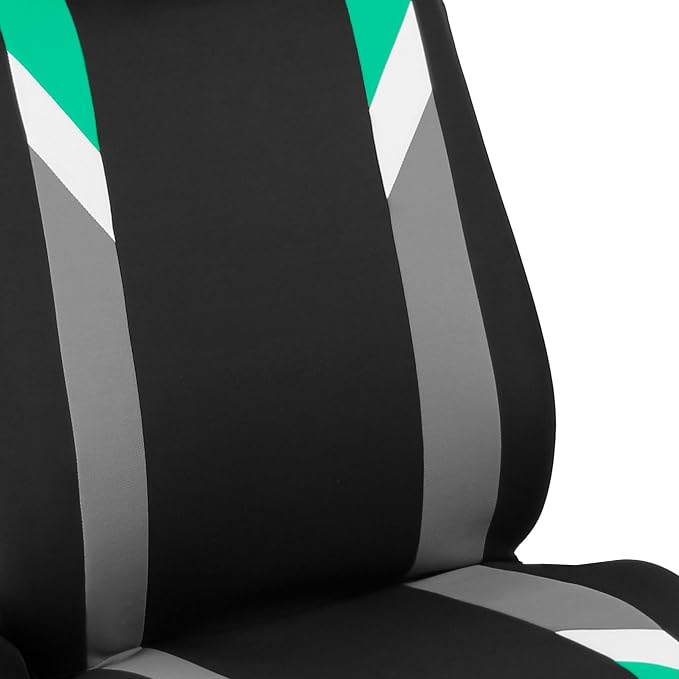 FH Group Premium Modernistic Flat Cloth Car Seat Covers – Universal Fit, Washable Seat Covers for SUV Sedan Van, Mint, Full Set