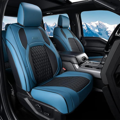 Coverado Seat Covers Dodge RAM 1500, Waterproof Leatherette Seat Covers Full Coverage for Car Compatible with 2009-2018 Dodge Ram 1500, 2010-2024 Ram 2500 3500 Dodge RAM, Curved Front/Blue