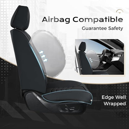 Coverado Car Seat Covers Front Seats, 2-Pack Black Seat Covers for Cars, Waterproof Leather Car Seat Covers for Cars, Car Seat Protector Car Seat Cushion Universal Fit for Most Cars Trucks SUV