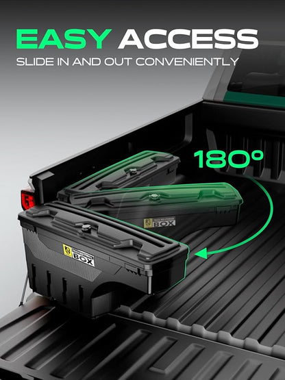 YHTAUTO Truck Bed Storage Tool Box Lockable Compatible with 2019-2025 Ram 1500, Driver Side, Not Fit Classic Model, Will Not Work with RamBox, Swing Waterproof Wheel Well Toolbox