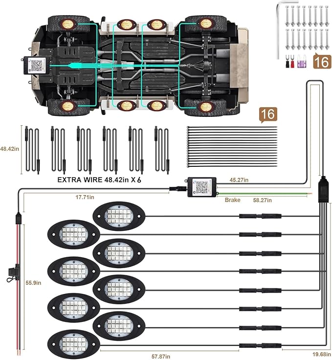 8 Pods RGB LED Rock Lights, Underglow Multicolor Neon Light Kit Wheel Well Light with APP Control & Music Mode, Under Glow Lights for Trucks,Jeep,SUV,Golf Cart,ATV,Pickup Off Road,12 V