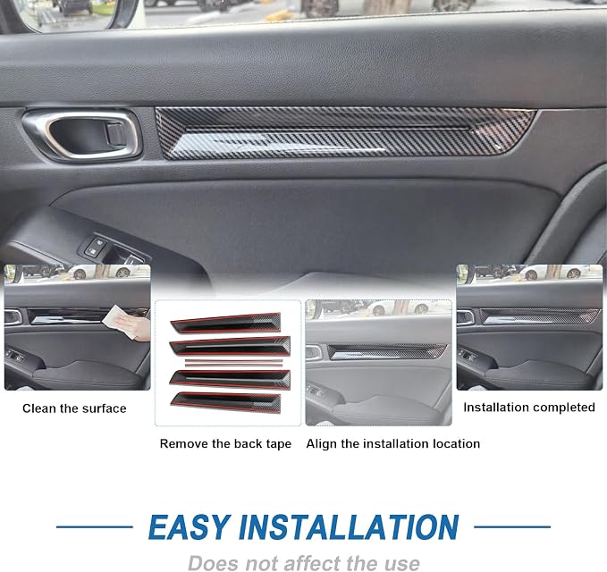 Carbon Fiber Interior Door Panel Cover Compatible with 2022-2026 11th Gen Honda Civic