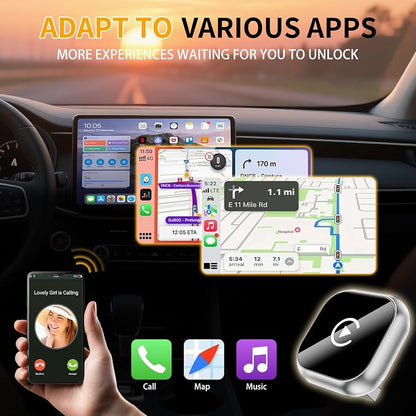 2-in-1 Wireless CarPlay Adapter - Fast Auto-Connect, Stable Connection, Plug & Play Adapter for iPhone & Android Auto Compatible Cars (Silver)