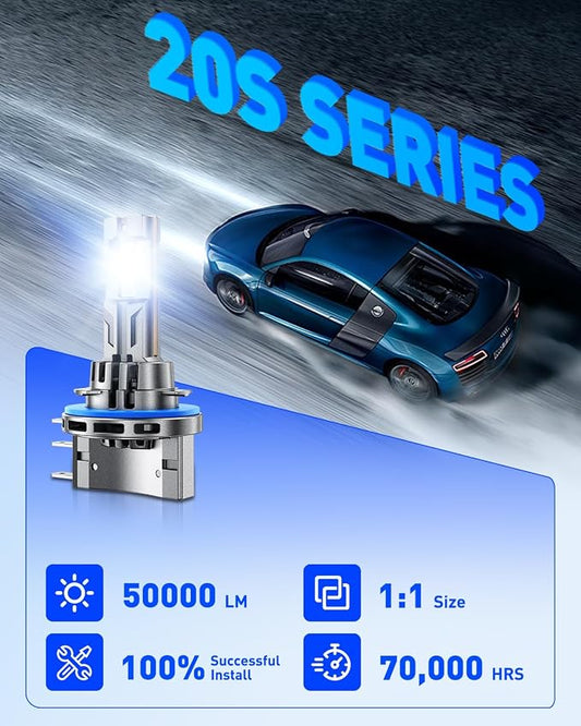 AUTOONE H15 DRL LED Bulb, Ultra-Bright H15 Daytime Running Lights, 3 Min Quick Install, No Flicker, 99% Compatibility, IP68 Rated, Pack of 2