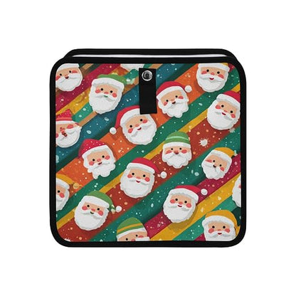 Car Trash Can Organizer Bin with Adjustable Strap for Back Front Seat Console Waterproof Leakproof Collapsible Portable 11 Inch Colorful Diagonal Striped Santa Claus