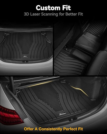 3W Floor Mats & Cargo Liner for Mercedes Benz GLE 2020-2026 350/450/53 AMG (Fit 5 Seats, Not for Coupe), TPE All Weather Protection Anti-Slip Car Full Set Floor Liners Custom Accessories