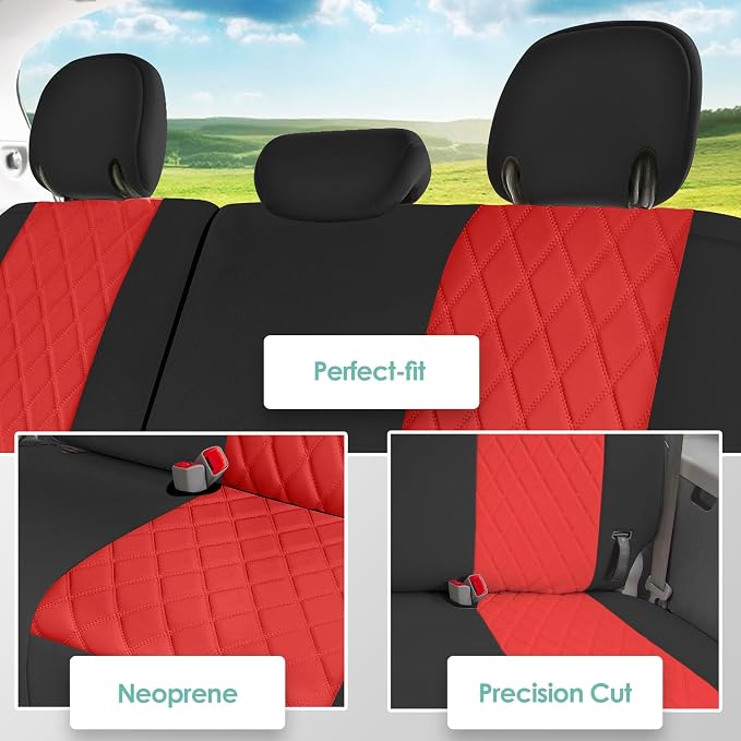 FH Group Custom Fit Car Seat Covers Specifically Made for 2011-2020 Toyota Sienna 7-8 Seater with Ultraflex Neoprene Water Resistant Automotive Seat Covers - 3rd Row Red