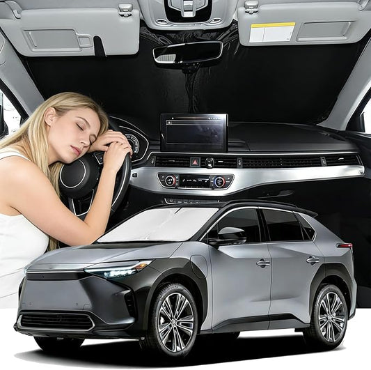 Windshield Sunshade for Toyota BZ4X 2023-2025 2026 Sun Shade Car Windshield Accessories Upgrade 4 Layers Blocks UV Rays Custom Fit BZ4X 240T Car Window Shades Front Windshield Keep Cool Foldable