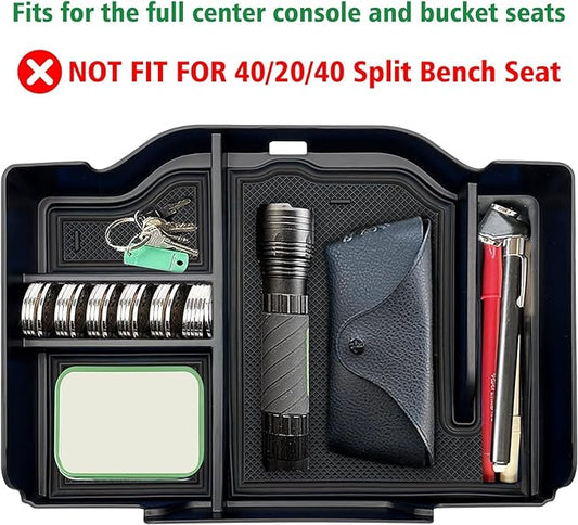 Center Console Organizer fit for Dodge RAM 1500 2500 3500 2026 2025 2024 2023 2022-2019 Accessories Interior Storage Box Armrest Storage Tray (Black) NOT FIT for 40/20/40 Split Bench Seat.