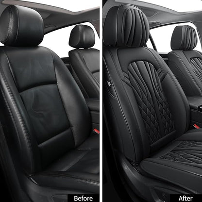 MINGBRON Seat Covers for Cars, Waterproof Seat Covers, Leather Car Seat Covers 2 Pack, Universal Seat Cushion Protector for Most Cars Black
