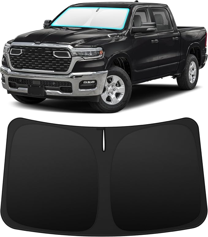 INSAUTO Custom Fit Windshield Sun Shade Accessories for Dodge RAM 1500 2019-2026, Foldable Front Window Sunshade, UV & Heat Reflector, Keeps Interior Cool, Includes Storage Bag