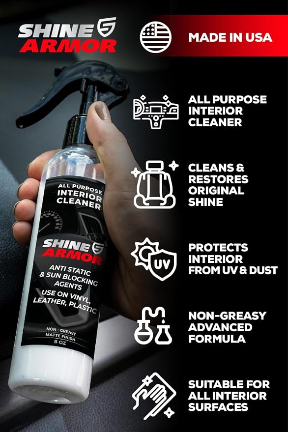SHINE ARMOR Car Detailing Bundle - Fortify Quick Coat Ceramic Waterless Wash & Interior Cleaner - Complete Automotive Care Kit for Mirror Shine Paint Protection & Deep Interior Cleaning - 2 Pack