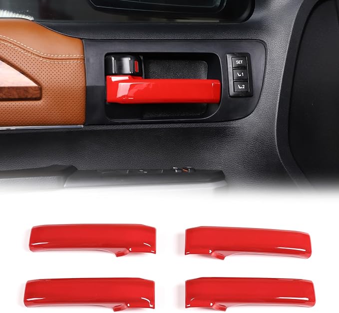 ABS Car Inner Door Handle Decoration Cover Trim Fit for Toyota Tundra/Sequoia 2007-2021 Interior Car Accessories (Red)