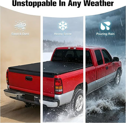 Vinyl Soft Roll Up Truck Bed Tonneau Cover Compatible with 99-07 Chevy Silverado/GMC Sierra 6.5Ft Fleetside Bed