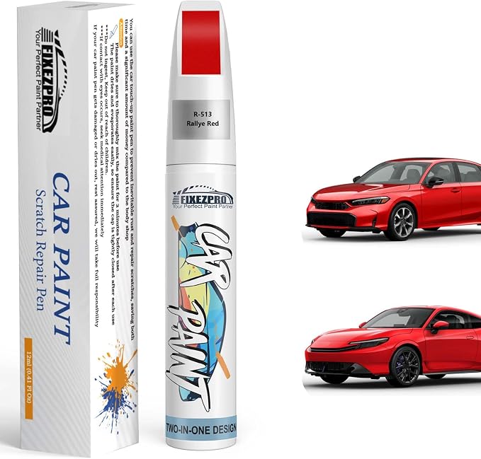 R-513 Rallye Red Car Touch Up Paint for Honda, Color Match Auto Paint Repair Pen,Professional Car Scratch Repair Remover Pen Quick & Easy to Use