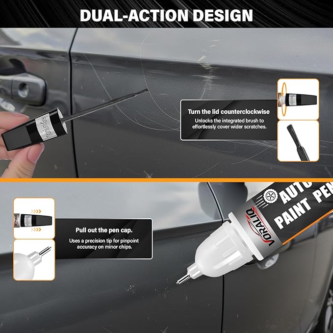 Touch Up Paint for Cars, 3-Pack - Grey Car Scratch Repair Pen, Color Accurate Automotive Touch Up Paint, Long-Lasting Scratch Resistance, Fast-Drying & User-Friendly, Safe & Water-Resistant for Automotive & Household Touch-Ups