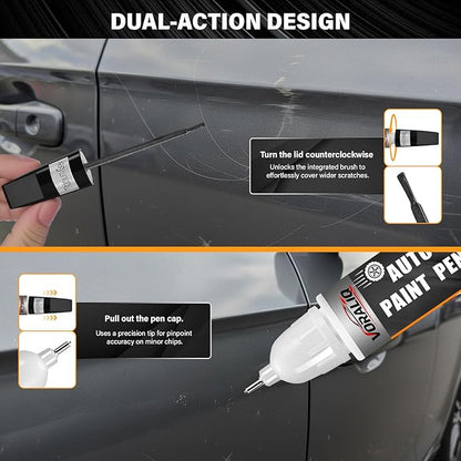 Touch Up Paint for Cars, 3-Pack - Grey Car Scratch Repair Pen, Color Accurate Automotive Touch Up Paint, Long-Lasting Scratch Resistance, Fast-Drying & User-Friendly, Safe & Water-Resistant for Automotive & Household Touch-Ups