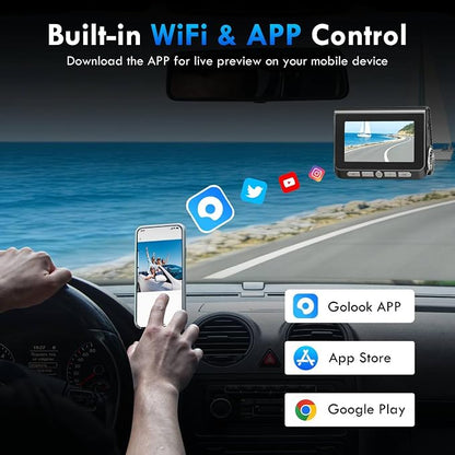 Dash Cam, 4K+2K Full HD Dash Cam Front and Rear, Dash Camera for Cars with Built-in 5GWiFi, 3.0” IPS Screen Dashcam, with 64GB Card, Night Vision, Loop Recording, G-Sensor, Parking Mode, Black