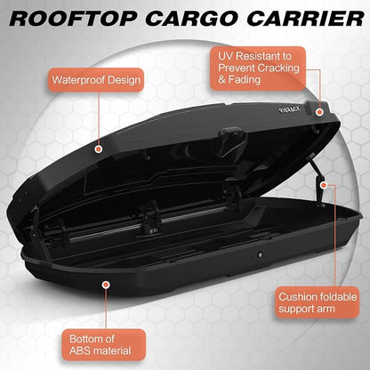 26 Cu Ft Cargo Box, Hard Shell Roof Cargo Carrier with Security Keys, 87.20" x 38.19" x 17.36" Roof Box, Dual-Sided Opening, Tool-Free Install, Black