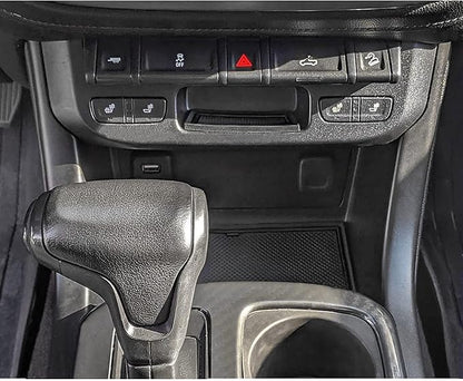 JDMCAR Custom Liner Accessories Compatible with Chevy Colorado/GMC Canyon 2015 2016 2017 2018 2019 2020 2021 2022, Cup Holder, Door Pocket, and Center Console Mat Kit 26-PC Set (Crew Cab, Black Trim)