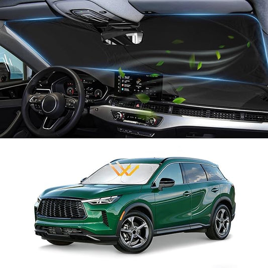 Custom Fit Infiniti QX60 Windshield Sunshade for Infiniti QX50 QX55 QX60 QX80 2026 2025-2018 Front Window Shades Cover for Windshield Sun Visor Protector 210T Reflector Blocks UV Ray Car Accessories