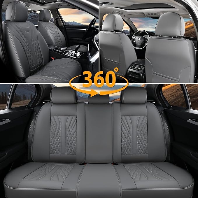 Coverado Car Seat Covers, Car Seat Covers Front Seats, 2-Pack Front Seat Cover, Nappa Leather Waterproof Seat Covers, Car Seat Protectors, Automotive Seat Covers Universal Fit for Most Vehicles