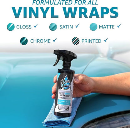 Rev Auto Wrap Guard - Cleans, Hydrates & Protects Car Vinyl | Vinyl Wrap Cleaner for Cars | Made for Gloss, Satin, Matte, Chrome, Printed & More - (16 Fl Oz)