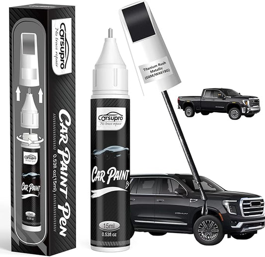 Titanium Rush Metallic(G6M/WA618G) for GMC Touch Up Paint Pen, 2 in 1 Car Scratch Remover with Pen Tip and Brush, Precise Color Match for Car Paint Scratch Repair, Quickly and Easily Fix Chips and Nicks