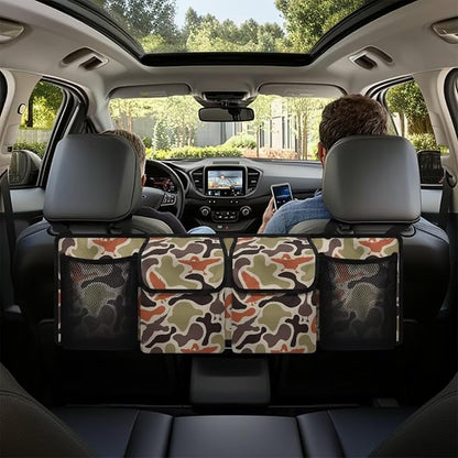 Duck Camouflage Hanging Car Organizer Waterproof Car Trunk Organizer with Lid Large Capacity Backseat Hanging Storage Bag with 4 Pockets for Most Cars,SUV,Sedan