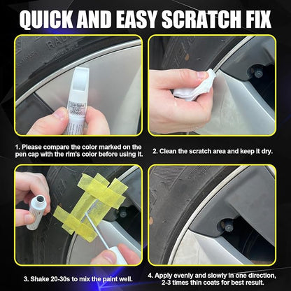 KIKIMO Midnight Silver Rim Touch Up Paint for Tesla Model 3 18'' Aero Wheel/Model S 19'' Tempest Wheel, 2 In 1 Wheel Scratches Repair with Pen Tip and Brush, Color-Matched for Quick & Easy Fix