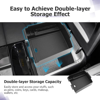 LUWU 2025 Tucson Accessories for 2025 2026 Hyundai Tucson Hybrid [Electronic Shift] Center Console Organizer Armrest Storage Box Armrest Console Organizer Insert Tray Black(NOT FOR 2025 SEL/SE/XRT)