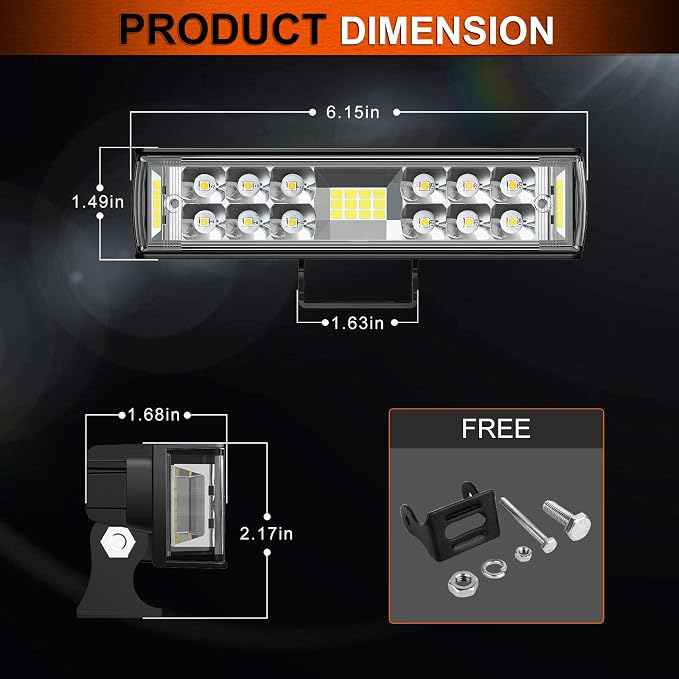 AUTOFEEL Led Light Bar, 7 inch Led Pods Light with 5500LM 6500K White Lighting, 2Pcs 60W Flood Spotlight Fog Beam Combo for Off Road Driving/Night Driving, Compatible with Truck ATV Boat SUV Motorbike