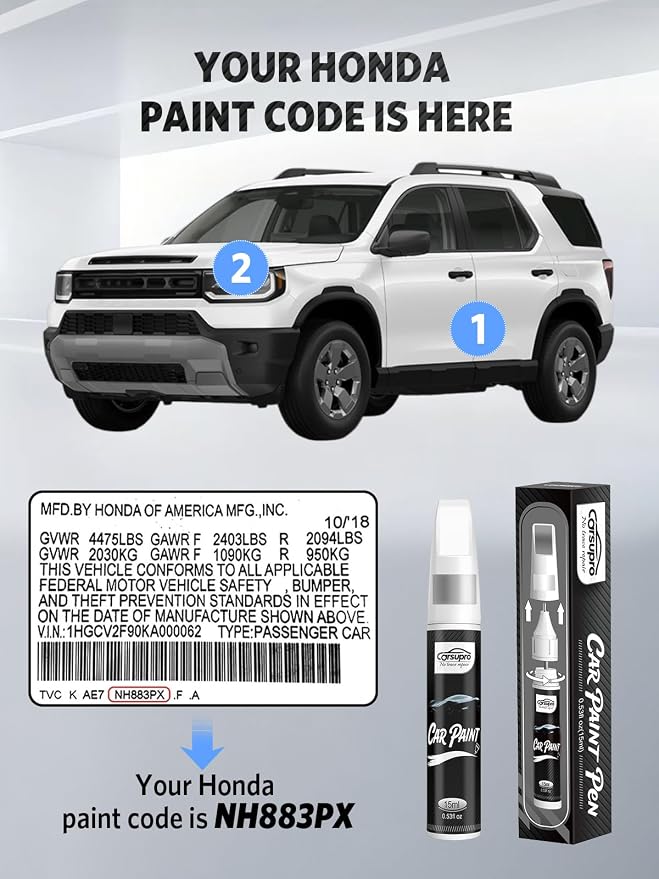 Galaxy Gray Metallic(NH-701M) for Honda Touch Up Paint Pen, 2 in 1 Car Scratch Remover with Pen Tip and Brush, Precise Color Match for Car Paint Scratch Repair, Quickly and Easily Fix Chips and Nicks