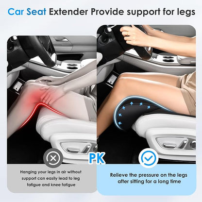 FLORICH Car Seat Extender Leg Support Cushion for Driver Seats Office Chair, Leather Widened seat Cushion for Long Drivers Universal Car Seat Cushion Legs Rest Pads-Black