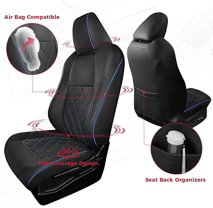 FREESOO for Toyota Corolla Seat Covers 2020-2026 SE/SE Apex Nightshade & 2023-2025 XSE & 2025 FX, Custom Car Seat Covers, Leather Car Seat Cover, Waterproof Seat Covers for Cars, Black Blue Full Set