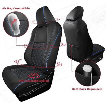 FREESOO for Toyota Corolla Seat Covers 2020-2026 SE/SE Apex Nightshade & 2023-2025 XSE & 2025 FX, Custom Car Seat Covers, Leather Car Seat Cover, Waterproof Seat Covers for Cars, Black Blue Full Set