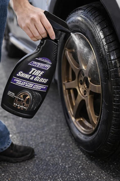 Tire, Shine & Gloss Spray Awesome - Premium Tire Dressing that Delivers a Lasting High Gloss Wet Look and is Easy to Use; Advanced Tire Shine that Bonds for a Long-Lasting Finish, 16 Oz Spray (1 pack)