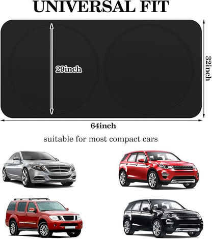 Windshield Sun Shade Foldable Car Front Window Covers for Car Accessories Sun Heat UV Rays Visor Protector Protection for Universal Cars SUV Truck (Solid Black)